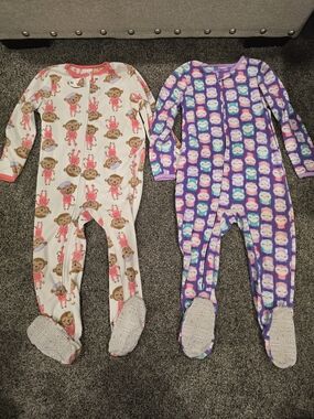 Carter's Monkey and Owl Footed One-Piece Pajamas in Pink & Purple